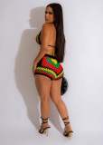 Sexy Color Block Bra And Shorts Beach Two Piece Set OSM-4396