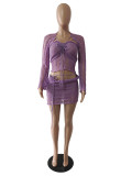 Fashion Sequin Knits Three Piece Skirts Set GCNF-0288