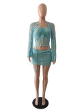 Fashion Sequin Knits Three Piece Skirts Set GCNF-0288