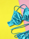 Sexy Solid Color Tie Up Bikinis Two Piece Set CSYZ-A06H