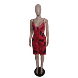 Plus Size Tie Dye Print Sling Romper QXTF-8882