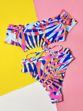 Fashion Print Bandage Two Piece Swimsuit CSYZ-A07H