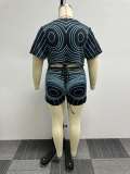 Plus Size Sexy Print See Through Slim Nightclub Two Piece Set NY-2730