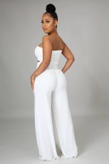 Solid Casual Chest Wrap Pants Two Piece Set GYLY-9468