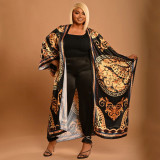 Casual Printed Long Cloak Coat (Without Belt)YF-10173