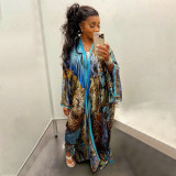 Casual Printed Long Cloak Coat (Without Belt)YF-10173