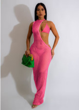 Sexy Beach Solid Color Mesh Three Piece Set MZ-2796