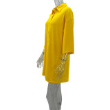 Casual Solid Color Lapel Long Shirt Shorts Suit GYLY-9908