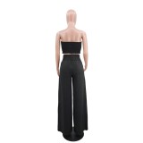 Solid Casual Chest Wrap Pants Two Piece Set GYLY-9468
