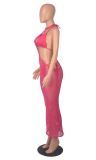 Sexy Beach Solid Color Mesh Three Piece Set MZ-2796