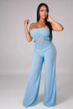 Solid Casual Chest Wrap Pants Two Piece Set GYLY-9468