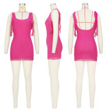 Double-layer Mesh Backless Mini Dress ASL-6672