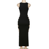 Fashion Hollow Out Split Slim Fit Long Dress XEF-K23D26153