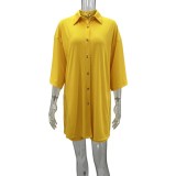 Casual Solid Color Lapel Long Shirt Shorts Suit GYLY-9908