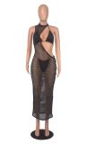 Sexy Beach Solid Color Mesh Three Piece Set MZ-2796
