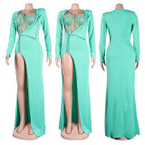 Hot Diamond Bodysuits Split Long Dress Two Piece Set NY-2286