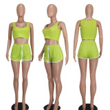 Fashion Ribber Tank Top And Shorts Two Piece Set YD-8748
