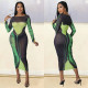 Fashion Sexy Mesh Printed Long Sleeve Midi Dress GOSD-1268
