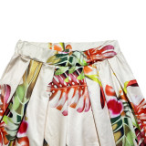 Print Sleeveless Bodysuit And Wide Leg Pants 2 Piece Set SHD-9615