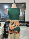 Casual Beach Holiday Print Tank Top Shorts Two Piece Set GSDF-2155