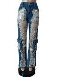 Casual Holes Straight Jeans MEM-88493