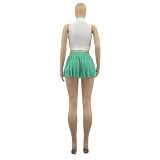 Sexy Sleeveless Pleated Mini Skirt 2 Piece Sets ANDF-1356