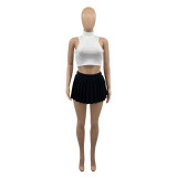 Sexy Sleeveless Pleated Mini Skirt 2 Piece Sets ANDF-1356