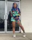 Fashion Print Short Sleeve Shorts Two Piece Set OM-1627