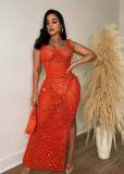 Casual Knit Hollow Out Sequin Beach Dress CM-8685