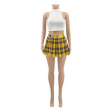 Sexy Sleeveless Pleated Mini Skirt 2 Piece Sets ANDF-1356
