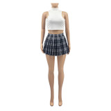 Sexy Sleeveless Pleated Mini Skirt 2 Piece Sets ANDF-1356