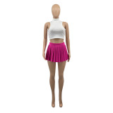 Sexy Sleeveless Pleated Mini Skirt 2 Piece Sets ANDF-1356