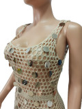 Casual Knit Hollow Out Sequin Beach Dress CM-8685