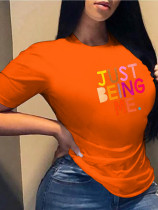 Plus Size Letter Print Casual T Shirt SXF-30521
