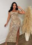Casual Knit Hollow Out Sequin Beach Dress CM-8685