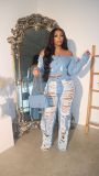 Casual Holes Straight Jeans MEM-88493