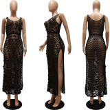Casual Knit Hollow Out Sequin Beach Dress CM-8685