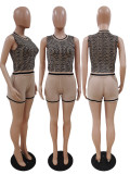 Fashion Knits Sleeveless Tops And Shorts Two Piece Set GDYF-6902