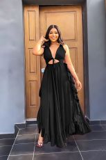 Sexy Sling Ruffle Long Dress GYLY-10151