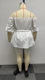 Plus Size Solid Bandage One Shoulder 2 Piece Set NY-10496