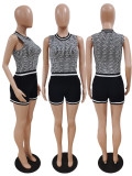 Fashion Knits Sleeveless Tops And Shorts Two Piece Set GDYF-6902
