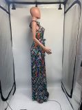 Plus Size Print Sleevelesss Maxi Dress(With Waist Belt) GDNY-2225