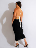 Knitted butterfly Top And Tassel Skirt 2 Piece Set ZSD-0285