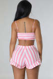Sexy Stripe Ribber Two Piece Shorts Set YD-8749
