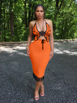 Knitted butterfly Top And Tassel Skirt 2 Piece Set ZSD-0285