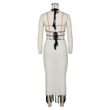 Knitted butterfly Top And Tassel Skirt 2 Piece Set ZSD-0285