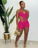 Sexy Sleeveless Halter Knits Two Piece Shorts Set TK-6292