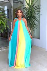 Sleeveless Multicolor Loose Pleated Maxi Dress GYLY-10132