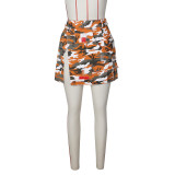Camouflage Print Slit Short Skirts ZSD-0579-1