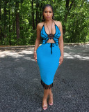 Knitted butterfly Top And Tassel Skirt 2 Piece Set ZSD-0285